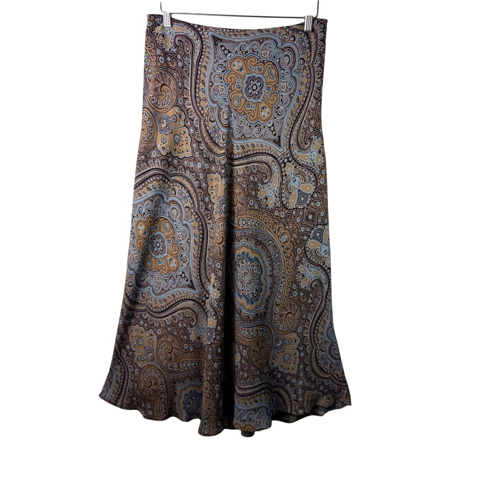 East 5th Women Maxi Skirt Brown Blue Paisley Boho Chic 10 Hippie Festival